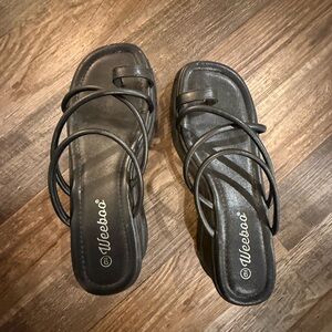 Weeboo Black Strappy Platform Sandals
